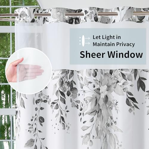 QiyI No Hook Shower Curtain with Snap in Fabric Liner, Grey, 72 x 75 by QiyI - Used condition - Image 3
