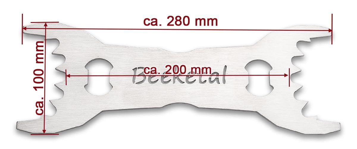 Beeketal Profi Wildspreizer Edelstahl WS-280B | 280 mm Brustraumspreizer für schweres Schwarzwild & Rotwild | Stabiler Jagdspreizer mit Zähnen & Flaschenöffner | Rostfrei & Hygienisch