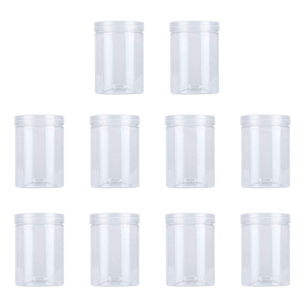 Cucioki Transparent 10 Pcs 500Ml Food Jar Sealed Plastic Kitchen Can Snacks Containers With Lid For Candy Cookies Scented Tea