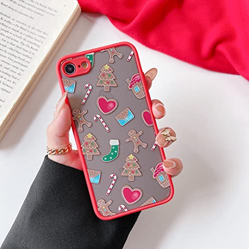 ZTOFERA Christmas Case for iPhone 7 iPhone 8 iPhone SE 2020, Cute Xmas Protective Phone Case Translucent Frosted Hard PC Back Shockproof Silicone Bumper Cover for iPhone 7/8/SE 2020, Gingerbread Man