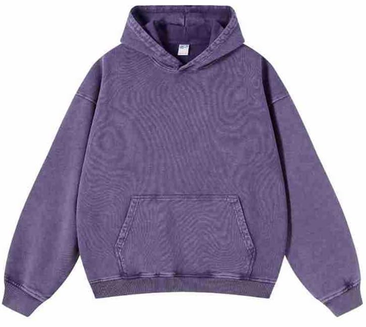 Mens Hoodies Pullover Vintage Hooded Sweatshirt Washed Hoodie Oversized Heavyweight Streetwear Cotton Sweatshirt with Pockets(Purple,L)