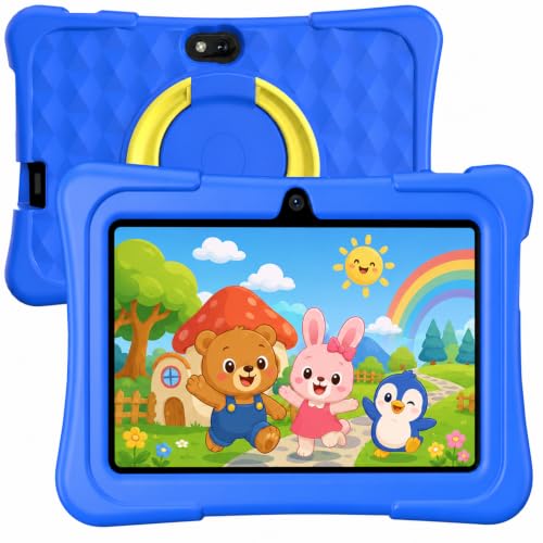 Image of Kids Tablet ，7 Inch Tablet with Android, 2GB RAM 32GB ROM, Eye-Protective IPS Display, Pre-Installed Educational Apps, Parent Control, Shockproof Silicone Case