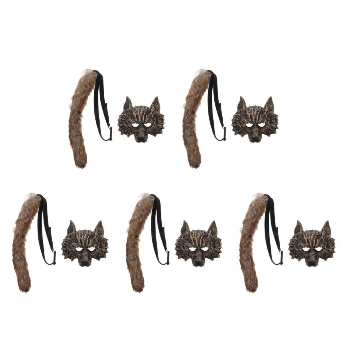 IMIKEYA 5 Pièces Demi-masque de Loup Doré, Lot de Set de Accessoires de Déguisement