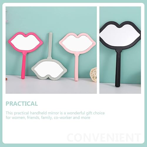 Miniatura 6 de Beavorty Espejo de maquillaje de viaje, 7 piezas, espejos cosméticos de mano, espejo de maquillaje en forma de labio, espejo de escritorio para el