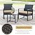 Seogwisam 3 Pieces Patio Furniture Set, Outdoor Wicker Conversation Bistro Set w/ 2 Chairs, 2 Cushions, Glass Coffee Table for Garden Balcony Backyard Porch Lawn - Black Wicker & Brown Cushions