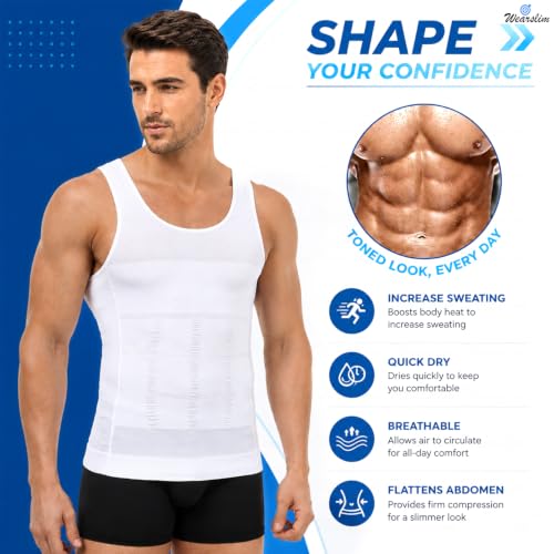 Image of Wearslim Men's Slimming Body Shaper Vest Shirt | Abs Abdomen Slim Stretchable Tummy Tucker Vest