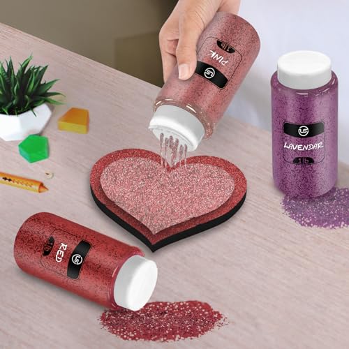 Glitter Bulk Set, Fine Glitter for Crafts, Resin and Scrapbooking 4 Pack – 1 LB/16OZ Each Shaker Bottles Great for Valentines Crafs, Decorations and Tumblers