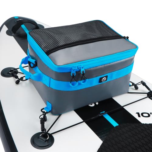 Image of YVLEEN Waterproof Paddle Board Cooler, SUP Cooler Durable PVC Material Paddle Board Deck Bag with Mesh Top Pocket, Adjustable Straps, Super Capacity for Stand-Up Paddleboard and Kayak Accessories