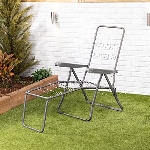 Alfresia Garden Sun Lounger In Charcoal With Luxury Cushion - Adjustable Reclining Outdoor Chair, Foldable Garden Sun Lounger, Choice Of Colours (Green) - 8