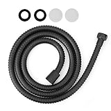 Natudeco Duschschlauch 1,5m Edelstahl Universal Brauseschlauch mit extra Knickschutz Schwarz matt flexibler Brauseschlauch, Handbrause, Schlaucharmaturen