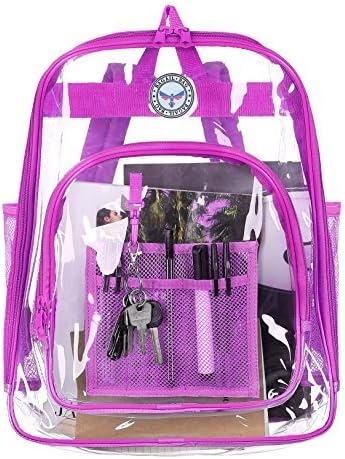 BAGAIL Clear Backpack Heavy Duty See Through Transparent Daypack Student School Bookbag