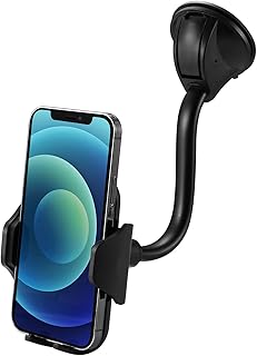 LAX Gadgets Gooseneck Phone Mount for Car – Cradle Cell Phone Car Mount with Flexible Gooseneck - Powerful Suction Cup for Windshield or Dash - Black