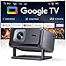 [Google TV & Offizielle Apps] Beamer 4K Unterstützt, Smart Beamer Heimkino 1080P FHD, Autofokus & Trapezkorrektur, WiFi Bluetooth Tragbarer Projektor mit Drehständer für Outdoor/Handy