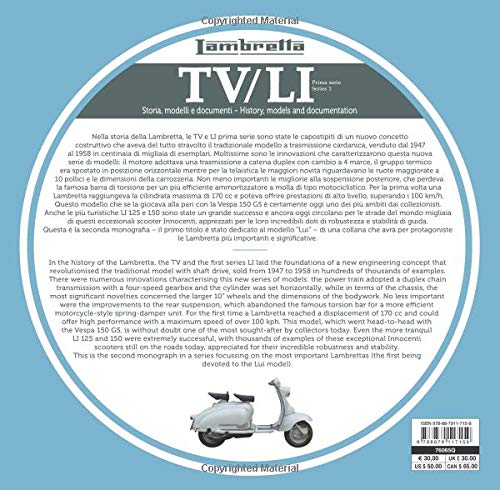 Lambretta TV LI Histoire Modeles Documents livre de reference technique