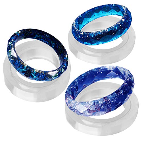 Funshowcase Assorted Size Faceted Geometric Bangle Bracelet Jewelry Silicone Mold Wide, for Polymer Clay, Crafting, Resin Epoxy 3-Piece in Set