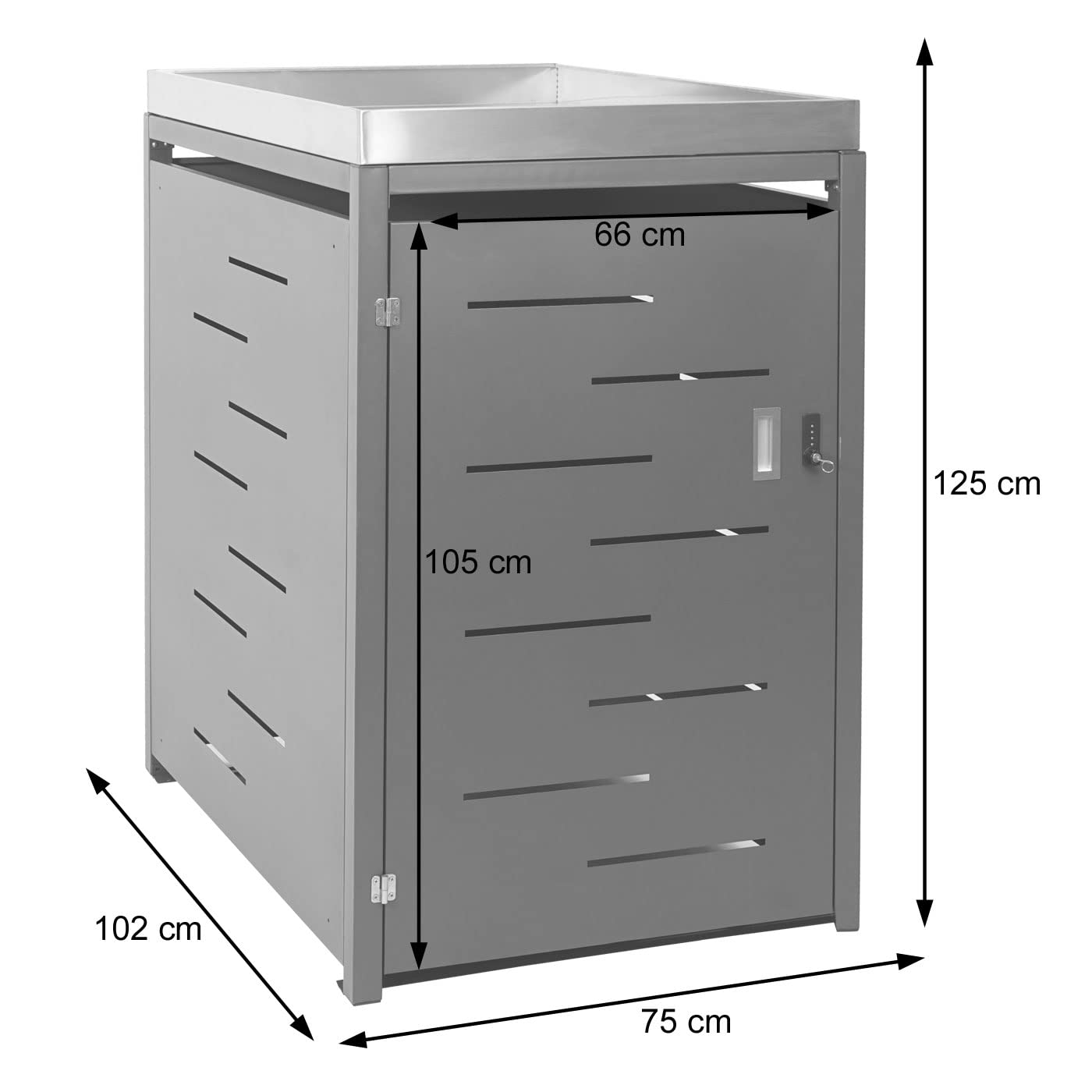 XL 1/2 Mülltonnenverkleidung HWC-H40, Mülltonnenbox, Pflanzkasten EdelstahlMetall 40kg 125x75x102cm erweiterbar