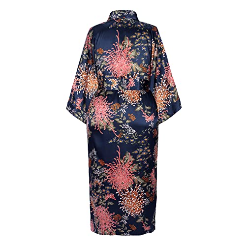 Image of Applesauce - 808V - Plus Size Women's Kimono Long Robe - Vintage Floral (One-Size fits most US 1X 2X 3X)