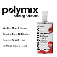 Vista 2 de Polymix Cartucho adhesivo y reparación de plástico multiusos rígido automotriz de 6.8 fl oz y dos boquillas de mezcla de aplicaciones (negro)
