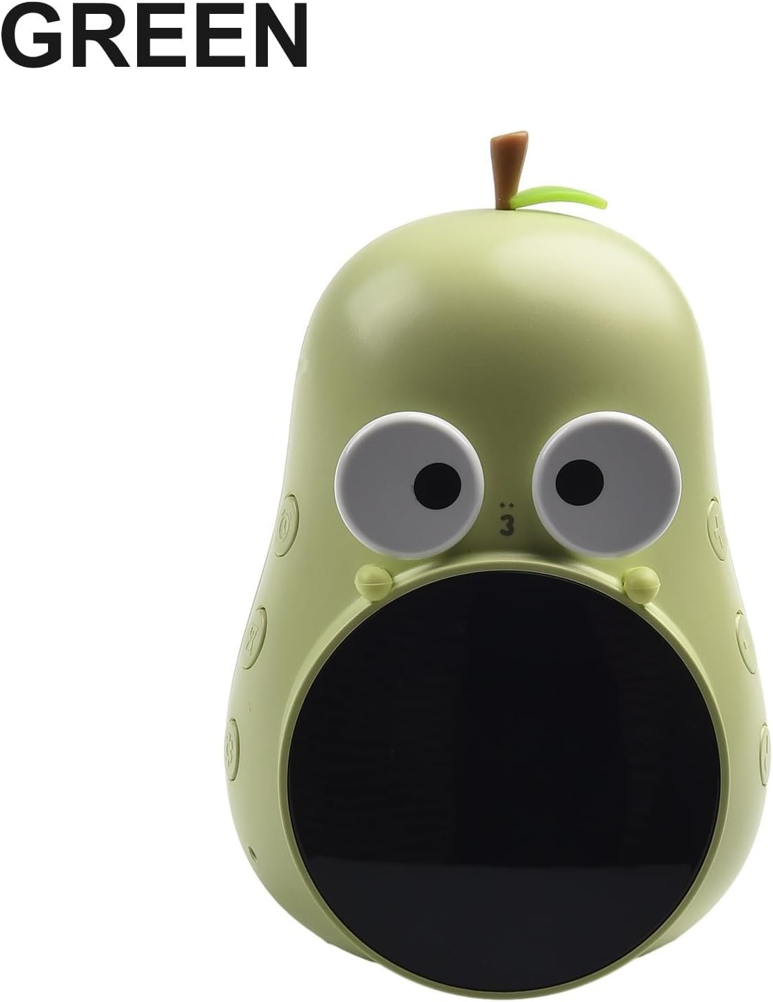 Cute Digital Pear-Shaped Clock Kids - Light Green Electronic Clock with 3 Alarms 6 Ringtones Bedroom