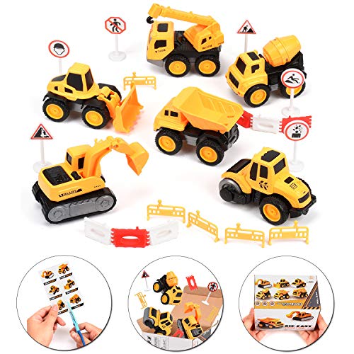Pull Back Construction Vehicle Toys, Pull Back Diecast Cars Toy Construction Trucks for Boys, Small Diecast Construction Vehicles for Kids Gift Ages 3 4 5
