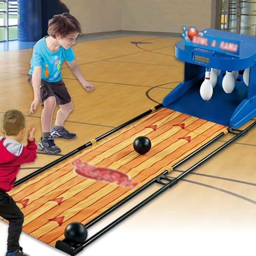 Home Bowling Alley Game, LED Electronic Scoreboard z automatycznym resetem - światła i efekty dźwiękowe, 3,5m interaktywny zestaw do gry w kręgle dla rodzinnych zabaw