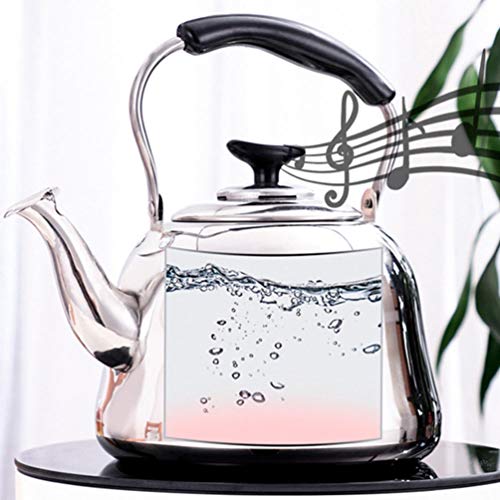 Chaleira de aço inoxidável Cabilock com apito, 2 L, panela de chá com água quente para todos os fogõ