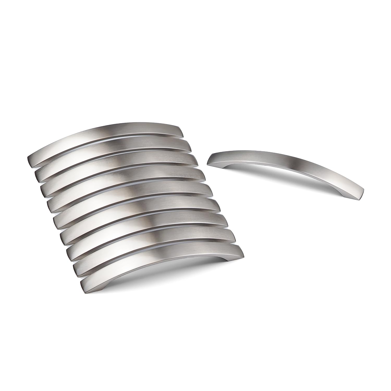 Handle & Home Brushed Nickel 10 Pack 160Mm Cabinet Handle Grey Bow Curve Cupboard Door Drawer Pull