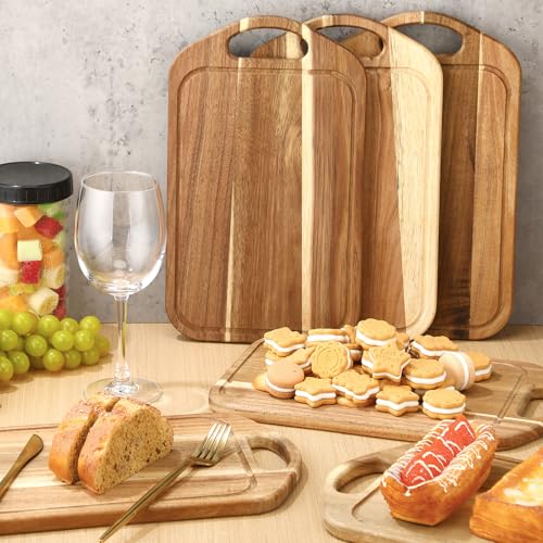 Juego de 10 tablas de cortar de madera Acacia con mango miniatura 4