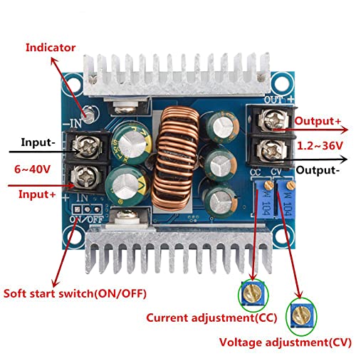 Image of Diymore 2pcs 20A 300W CC CV Step Down Module Adjustable DC 6-40V to 1.2-36V Voltage Regulator Buck Converter Constant Current Power Supply Module 20v to 12v Step Down