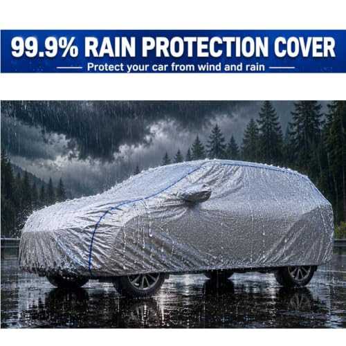 Image of Premium Waterproof Car Cover for Xcent | Soft Cotton Lining Heavy Duty Triple Stitched Heat Resistant Outdoor Cover Comes with Mirror and Antenna Pocket Full Bottom Elastic (Zig Zag Silver)