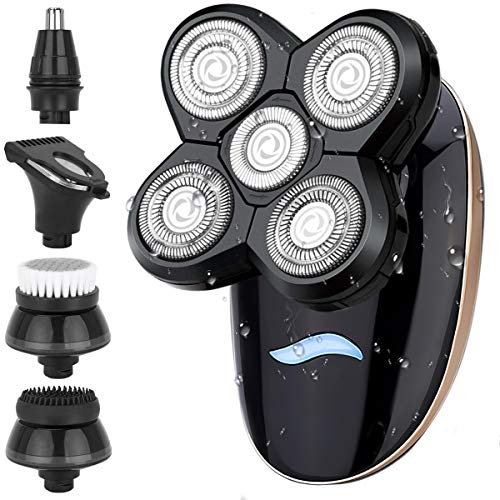 Electric Razor, Men's 5-in-1 USB Rechargeable Waterproof 5D Rotary Shaver Electric Trimmer