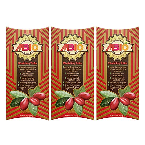 MiracleBio MBIO Miracle Fruit Tablets 10-Count/Pack XL Size 600Mg/Count, Turn Sour Sweet, Made Of Natural Premium Miracle Fruit Powder, No Artificial Adds, Flavor Tripping, Strengthened Version 3-Pack