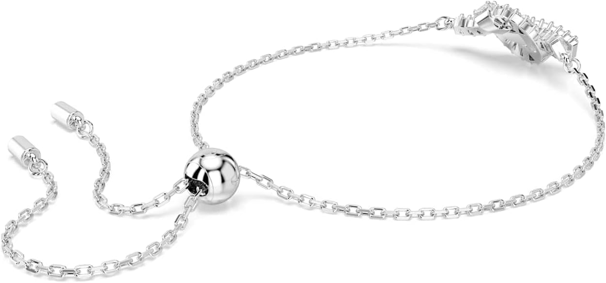 Swarovski Matrix bracelet, Baguette cut, Knot, White, Rhodium plated