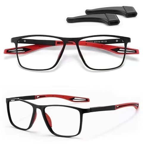 Bulnire Manly Kicks Reading Glasses,Certainow Reading Glasses,Men's Sports Ultra-Light Anti-Blue Light Presbyopic Glasses (Red, 3)