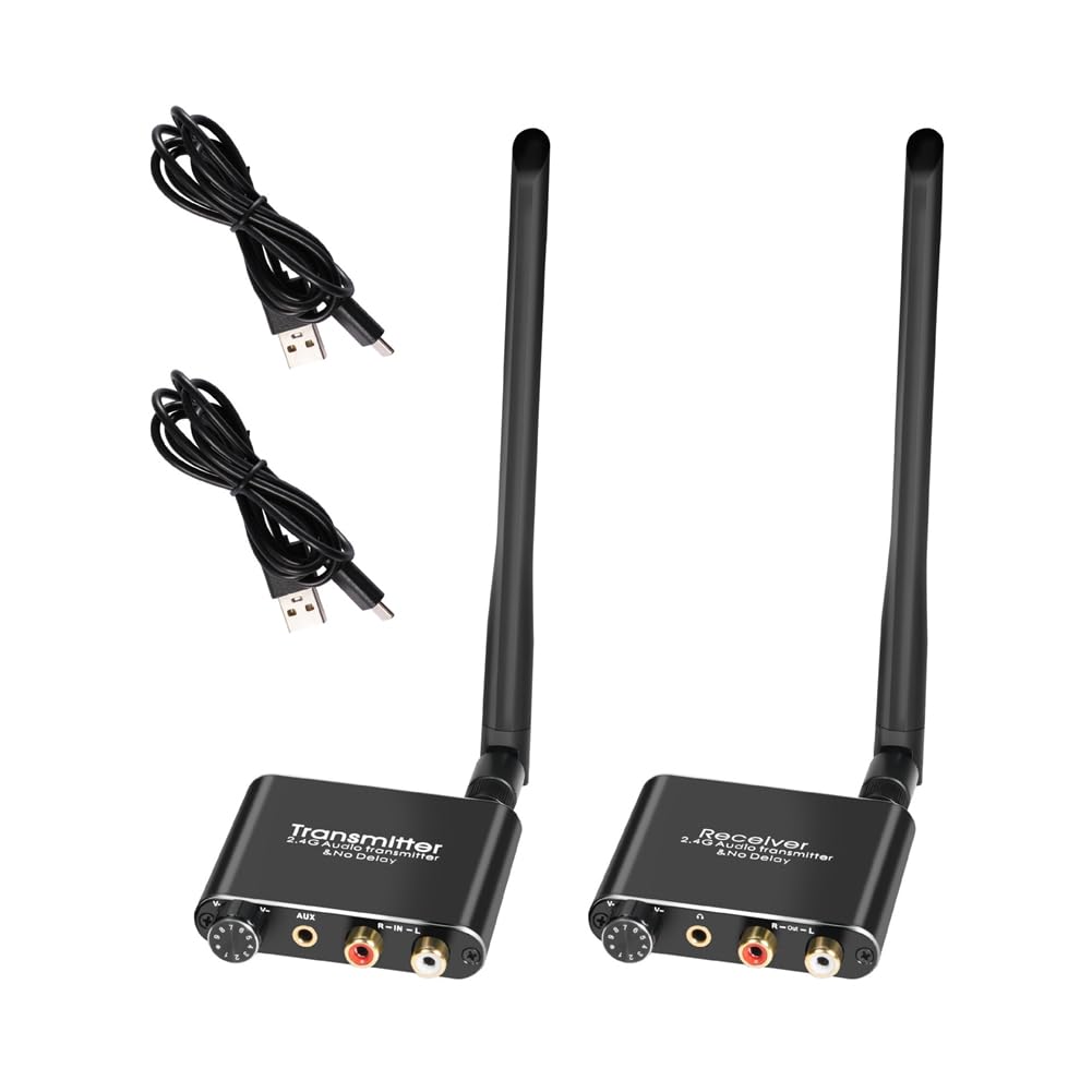 Adaptador de Audio Inalámbrico 2.4G Extensor de Audio Transmisor y Receptor de Audio Inalámbrico 50M Extensor de Audio LAN Divisor RX/TX