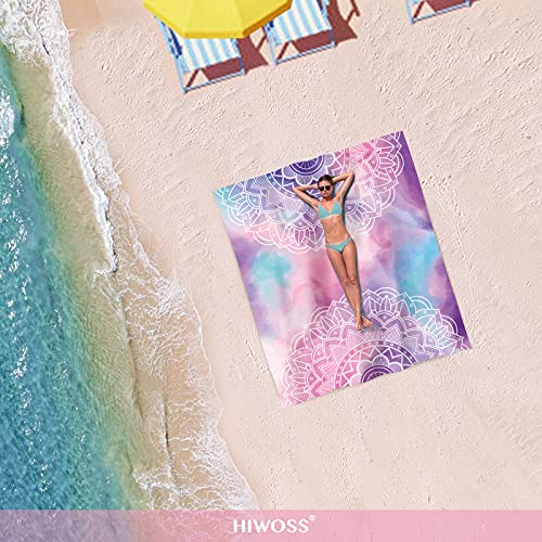 Hiwoss Sandproof Beach Blanket Oversized 95”X 80”,Boho Waterproof Sand Free Beach Mat Boho With Corner Pockets,Portable Mesh Bag For Beach Festival,Picnic,Travel And Outdoor Camping #TOP4