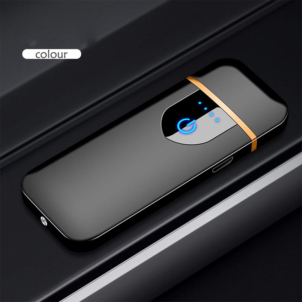 Gas Mecheros, Encendedor Electrónico, Mechero de Arco, Carga USB/Resistente al Viento/Encendedor Táctil Duradero, Encen-dedor de Cigarrillos de Bolsillo (Negro)