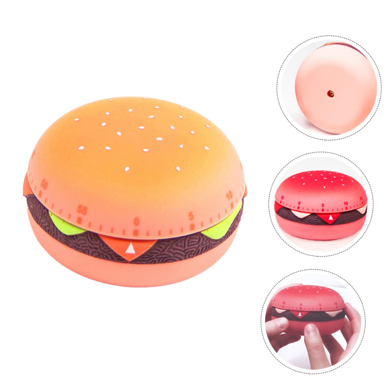 Alipis 3piezas Temporizador Mecánico De Cocina Forma De Hamburguesa Cronómetro De Plástico para Hornear y Cocinar Herramienta De para Restaurantes y
