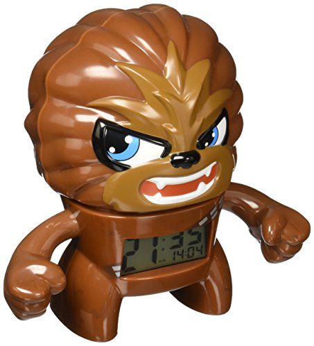 BulbBotz Star Wars Chewbacca - Reloj despertador con luz para niños, color marrón y negro | plástico | 7.5 pulgadas de alto | pantalla LCD | niño niña | oficial
