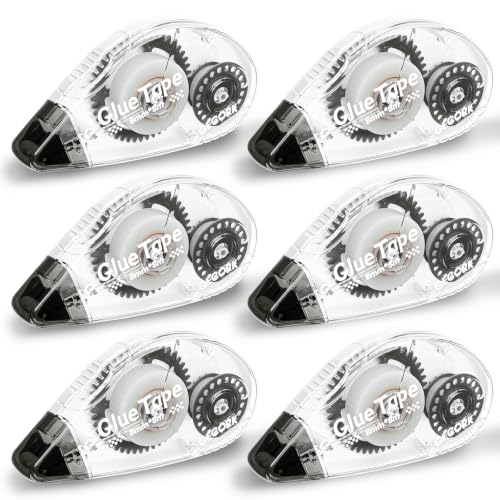 Gecork Double Sided Glue Tape Roller 156 ft Total 6-Pack Grey