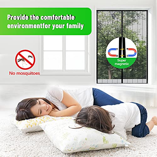 LABIGO Magnetic Screen Door,39x83 inch Polyester Screen Doors with 36 Magnets Fits Door Size up to 37"x 82", Heavy-Duty Mesh Curtain with Full Frame Hook & Loop for Sliding French Door, Hands Free