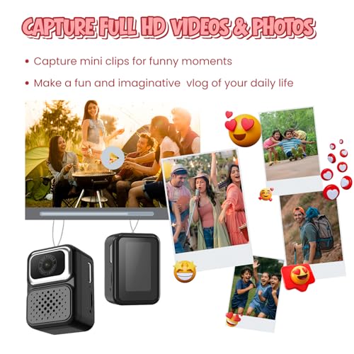 Image of FETACA Tiny Mini Camera with Filter Modes, HD Video, Flashlight & Keychain | Portable Cute Vlogging Camera for Travel, Gifts & Fun (Metallic Black)