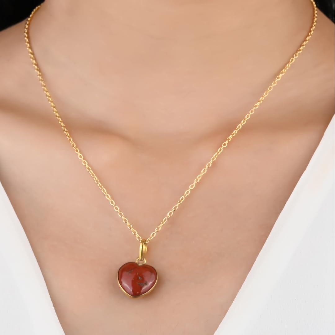 Gempires Natural Heart-Shaped Gemstone Bezel Pendant Necklace | 14K Gold Plated Chain | Handmade Crystal Jewelry Gift for Her (Lapis Lazuli, Amazonite, Clear Quartz, Labradorite, Rose Quartz, Red Jasper, Green Onyx) - Image 2