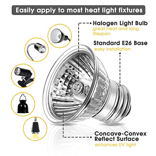 Image of Briignite Reptile Heat Bulb 50W UVA UVB Reptile Light Bulbs Dimmable | 2 Pack Heat Lamp Bulbs, Basking Light Bulb for Turtle, Beard Dragon Gecko Lizard Amphibians