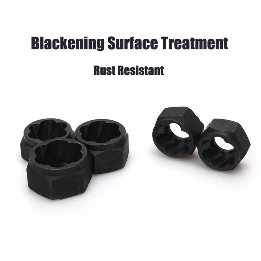 Juego de 10 extractores de Perfil Corto, Kit de Herramientas para extraer Tuercas de Tornillo, Juego de Herramientas para Tuercas métricas de 9-19 mm con Estuche de Transporte de Aluminio.