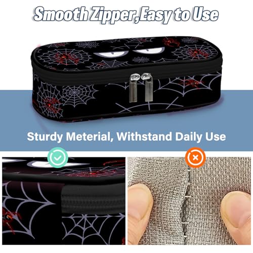 Image of Spider Pencil Case, Spider Pen Bag For School, Cobweb Pencil Case For Kids Girls Boys, Large Capacity Desk Organizer School, Pen Box Birthday Gifts