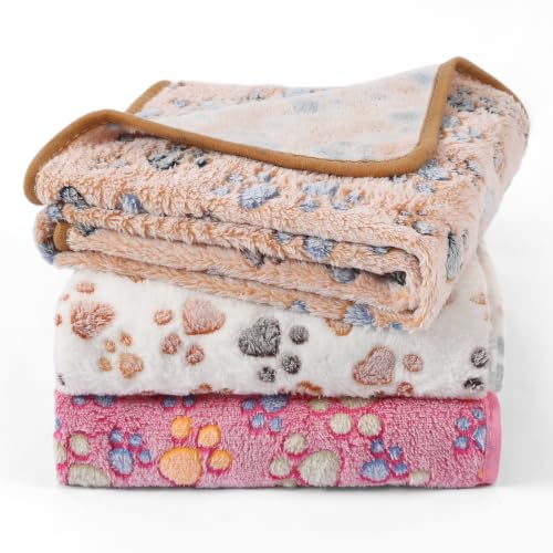 Demigeat Hundedecke Katzendecke Flauschig Waschbar für Kleine Mittlere Hunde und Katzen, 3er-Pack Weich Kuscheldecke Hund Katze für Frühling und Sommer, Haustier Hasendecke für Bett Transportbox