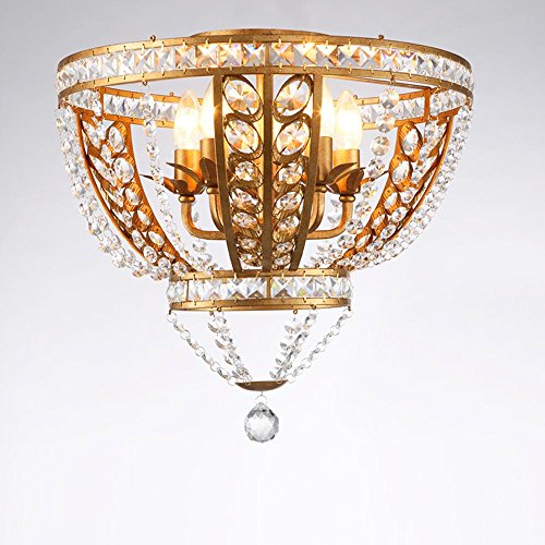 Chandelier golden 5-lights cristal moderne suspension hauteur réglable pour cuisine et bar