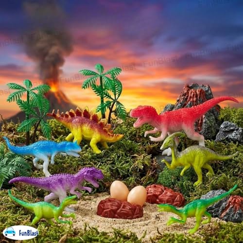 Image of FunBlast Dinosaur Toy for Kids - Set of 14 Pcs Dinosaurs Animals Figures Toys Set with Egg Box, Realistic Dinosaur Toys, Animal Figures Action Toy for 3+ Years Old Kids, Boys, Girls (Random Color)
