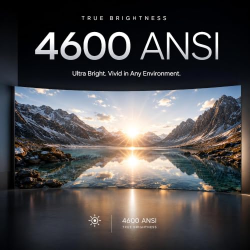 Image of [4600 ANSI & 60W Dolby Audio] 4K Projector with WiFi and Bluetooth,TOF Real-Time Auto Focus Overhead Projector, AuKing Outdoor Movie Home Proyector with Omni-Adjustable Stand(silver grey)